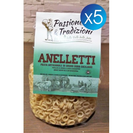 5 Pacchi Anelletti di Semola di Grano Duro Siciliano Passione & Tradizioni