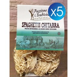 5 Pacchi Spaghetti Chitarra di Semola di Grano Duro Siciliano Passione & Tradizioni